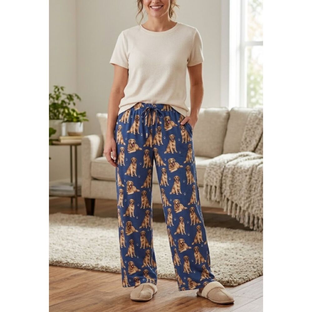 Comfies Golden Retriever Dog Pajama Bottom Pants Women's Size XL
